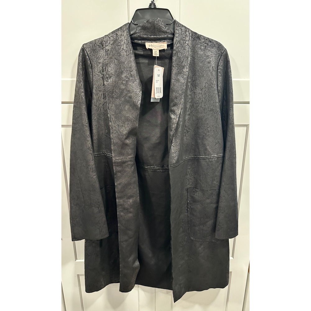 Philosophy Republic Clothing Faux Suede Metallic Crackle Topper Jacket Black M